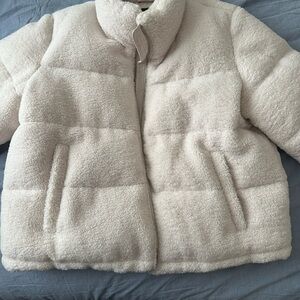 Dynamite Cream Teddy Puffer Jacket